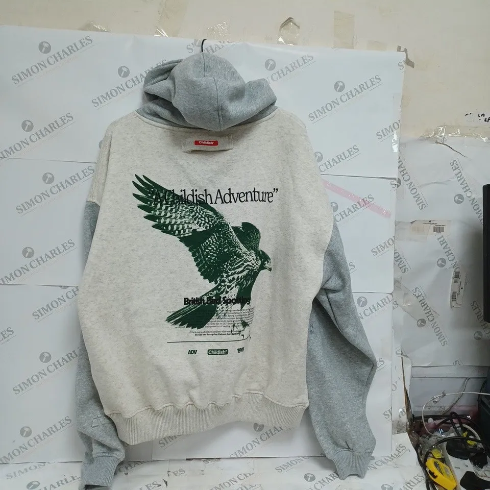 CHILDISH ADVENTURES HOODIE SIZE LARGE 