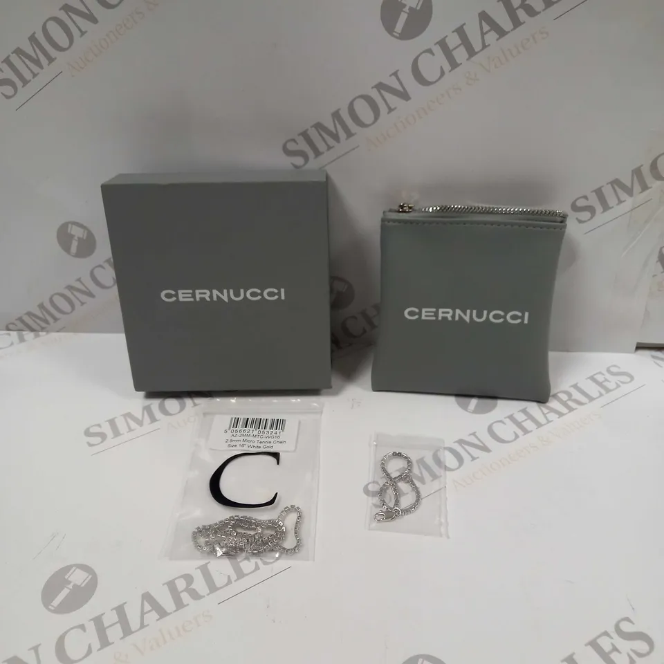 BOXED CERNUCCI 2.5MM MICRO TENNIS CHAIN SIZE 16" WHITE GOLD 