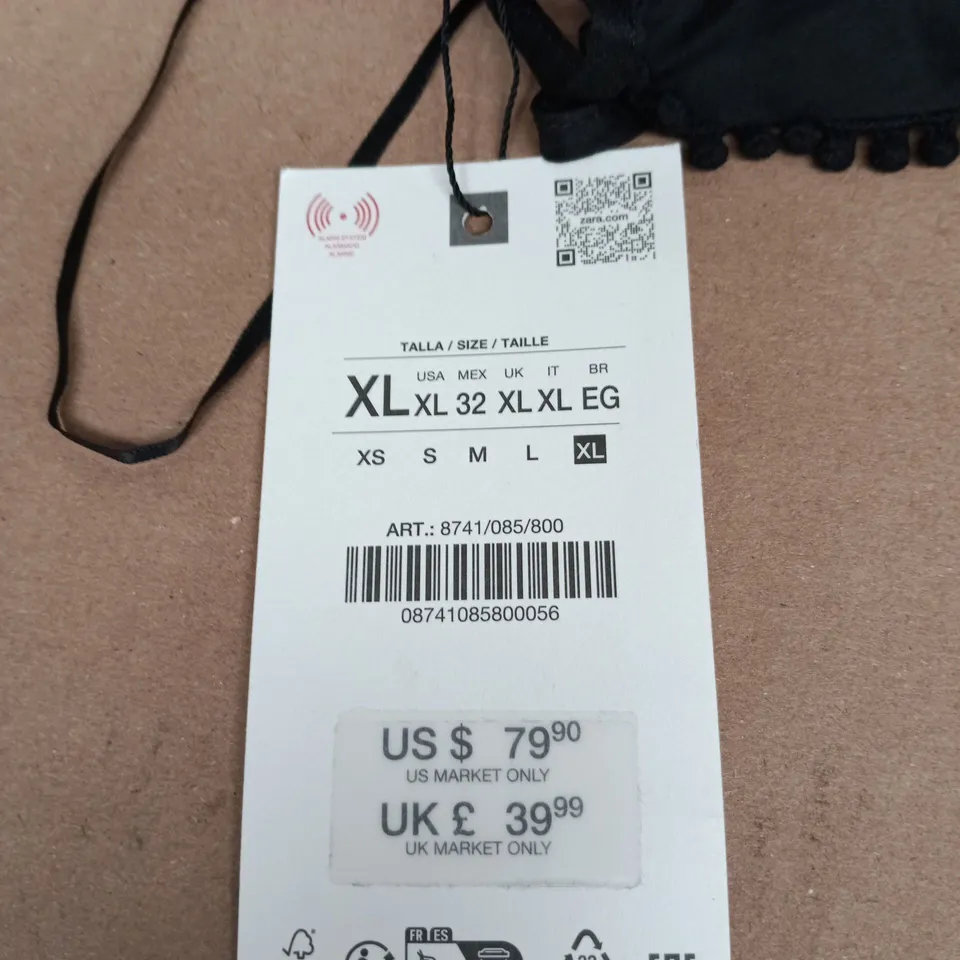 ZARA BLACK SATIN SLIP DRESS, XL (EU SIZE XL)
