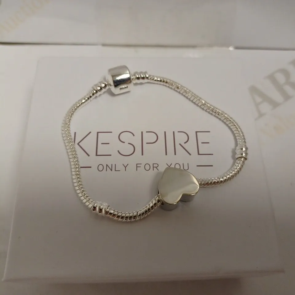 KESPIRE SILVER EFFECT CHARM BRACELET WITH HEART DETAIL