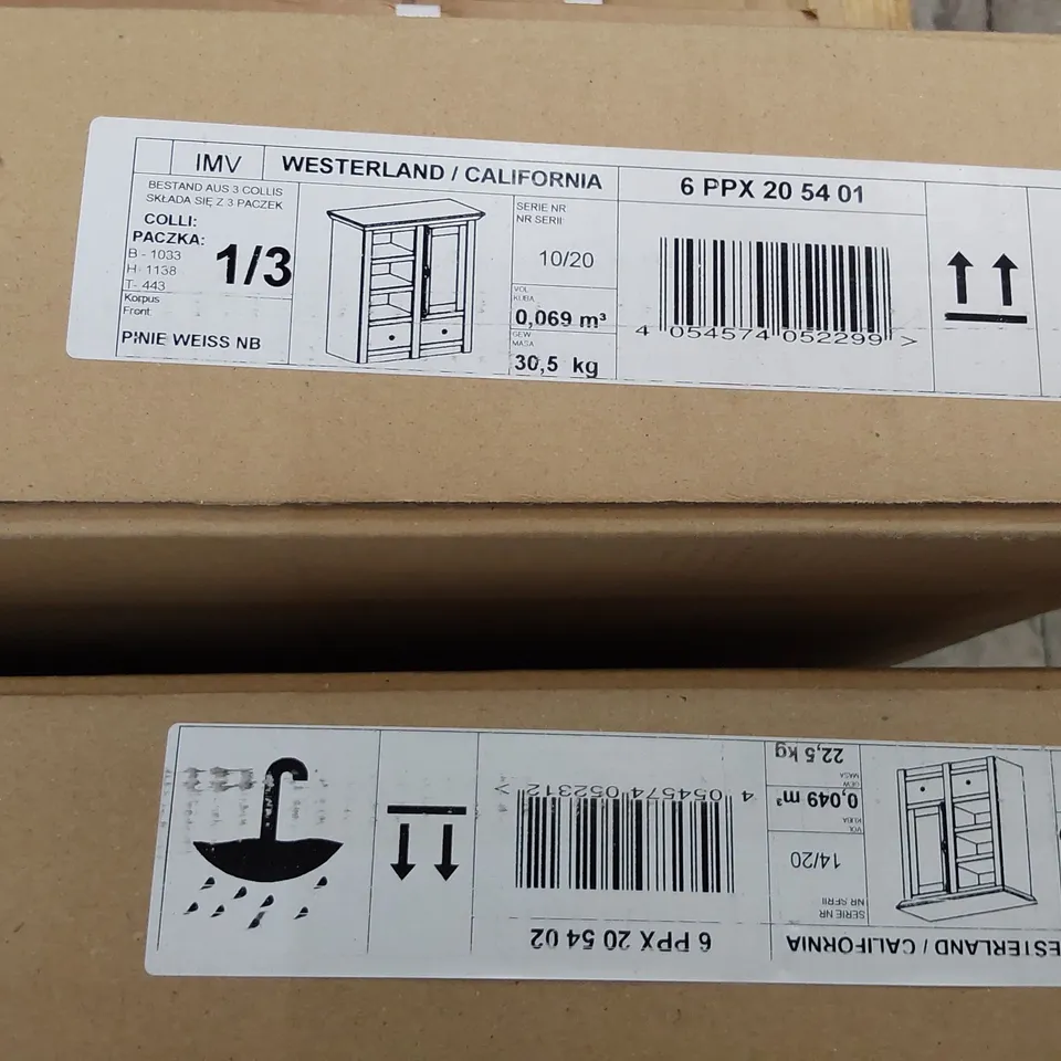 BOXES 1 & 3 ONLY WESTERLAND CALIFORNIA DISPLAY UNIT WHITE/PINE