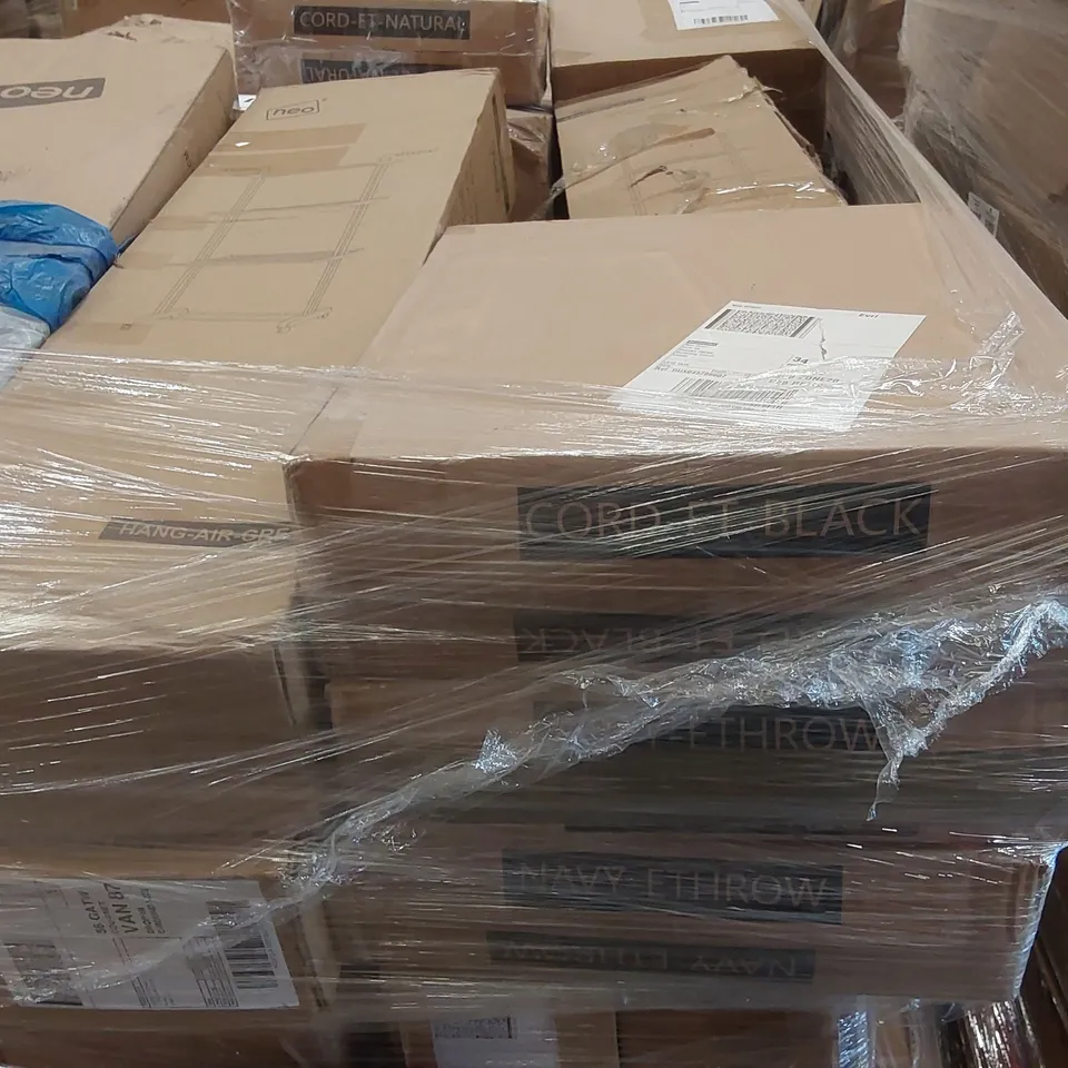 PALLET CONTAINING A LARGE QUANTITY OF ASSORTED NEO PRODUCTS INCLUDING: ELECTRIC BLANKETS, LARGE QUANTITY OF CLOTHES AIRERS, STEAM MOP ECT