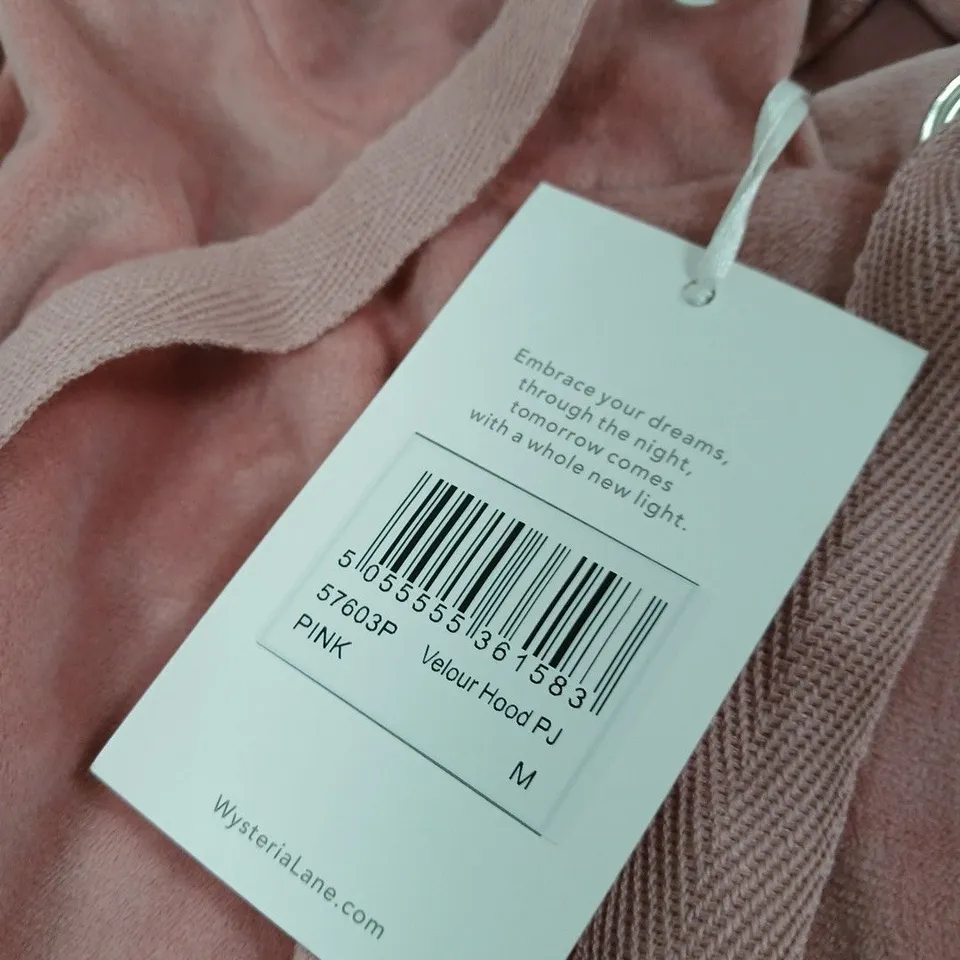 WYSTERIA LANE VELOUR HOODIE PJ – PINK, SIZE M