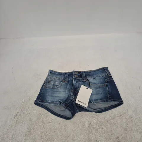 BERSHKA DENIM SHORTS – WOMEN'S, UK 6 (EU 34) – BLUE