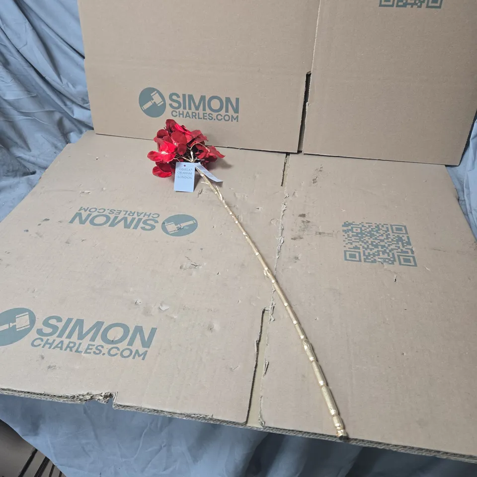 2 X BOX OF APPROXIMATELY 11 GISELA GRAHAM RED FLOWER DECORATIONS 