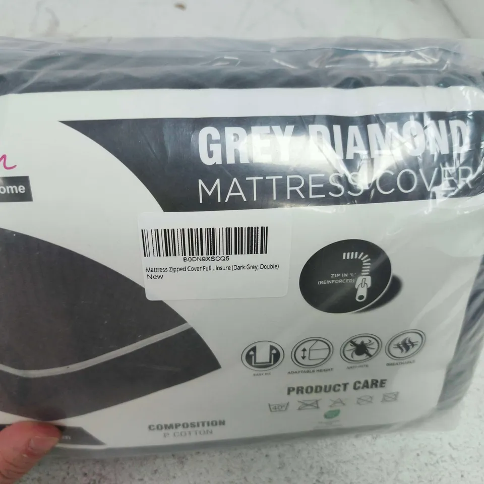 GREY DIAMOND MATTRESS COVER – DARK GREY, DOUBLE