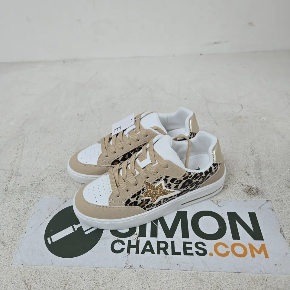 SHOES BY EMMA CARACUS SAND-LEOPARD PU SNEAKERS – UK 5