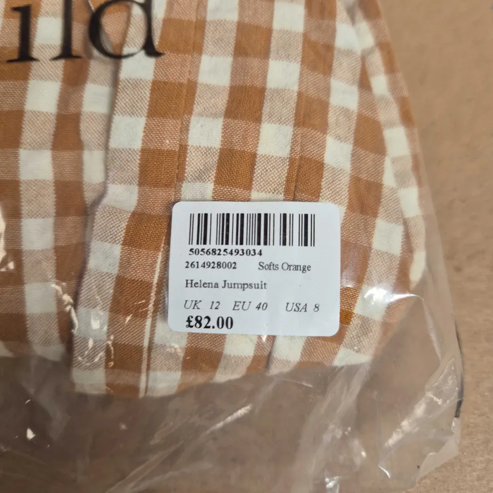 UK 12 NOBODY'S CHILD HELENA JUMPSUIT – SOFT ORANGE GINGHAM