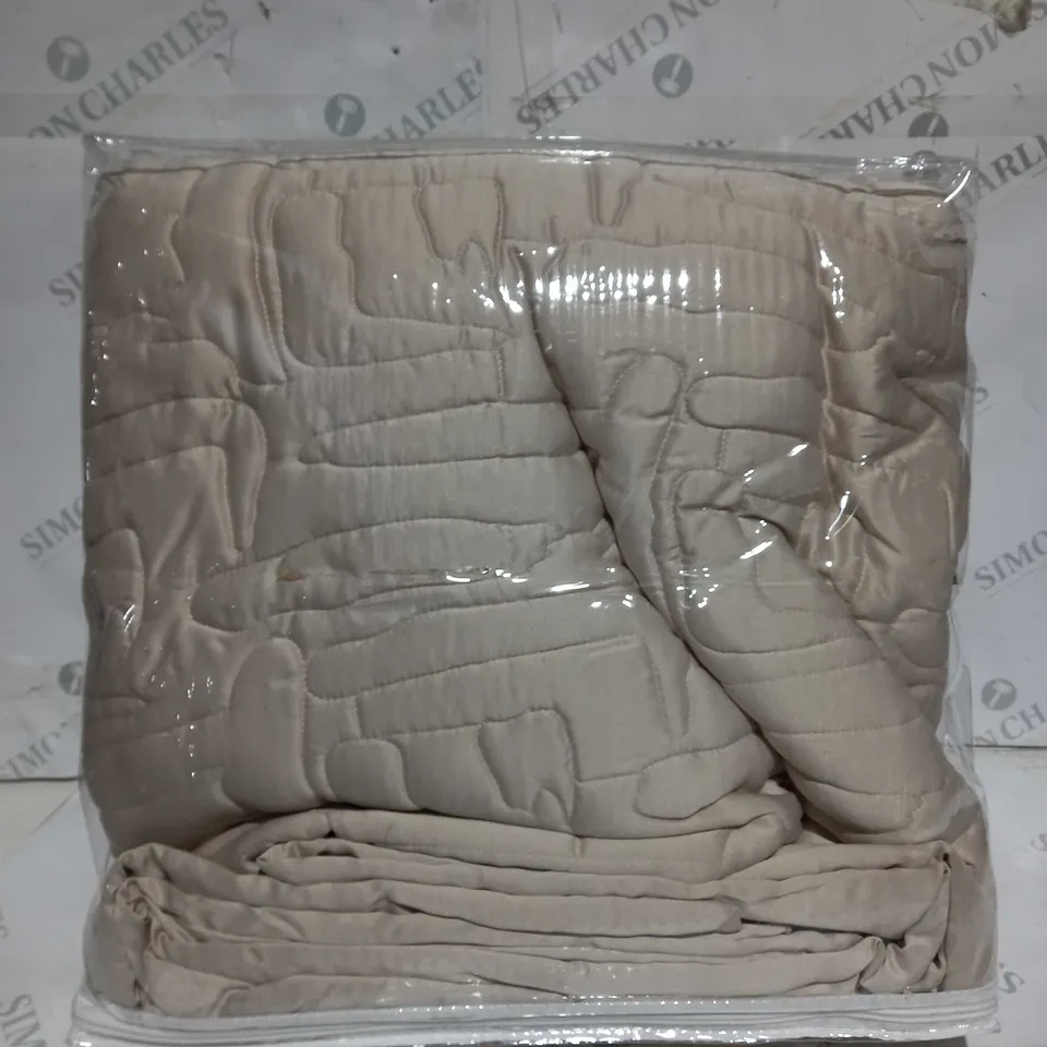 BOXED KELLY HOPPEN GEO BEDSPREAD AND SHAMS IN LATTE - DOUBLE 