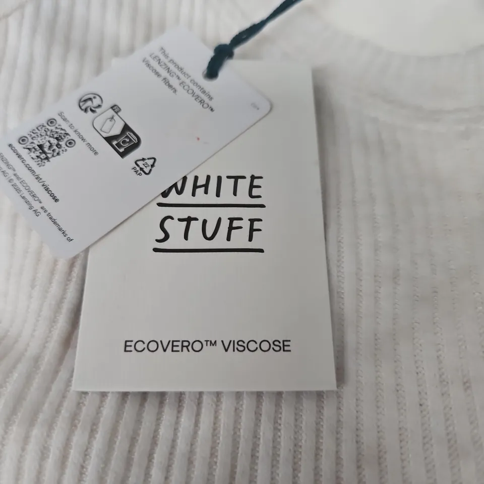 WHITE STUFF COSY JERSEY RIB PALE IVORY TOP MEDIUM
