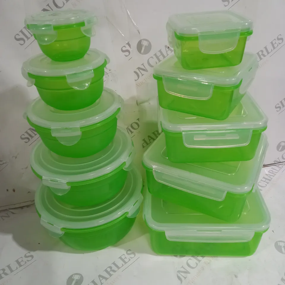 LOCK & LOCK 10PC ROUND & SQUARE 100ML-2.1L CONTAINER SET GREEN