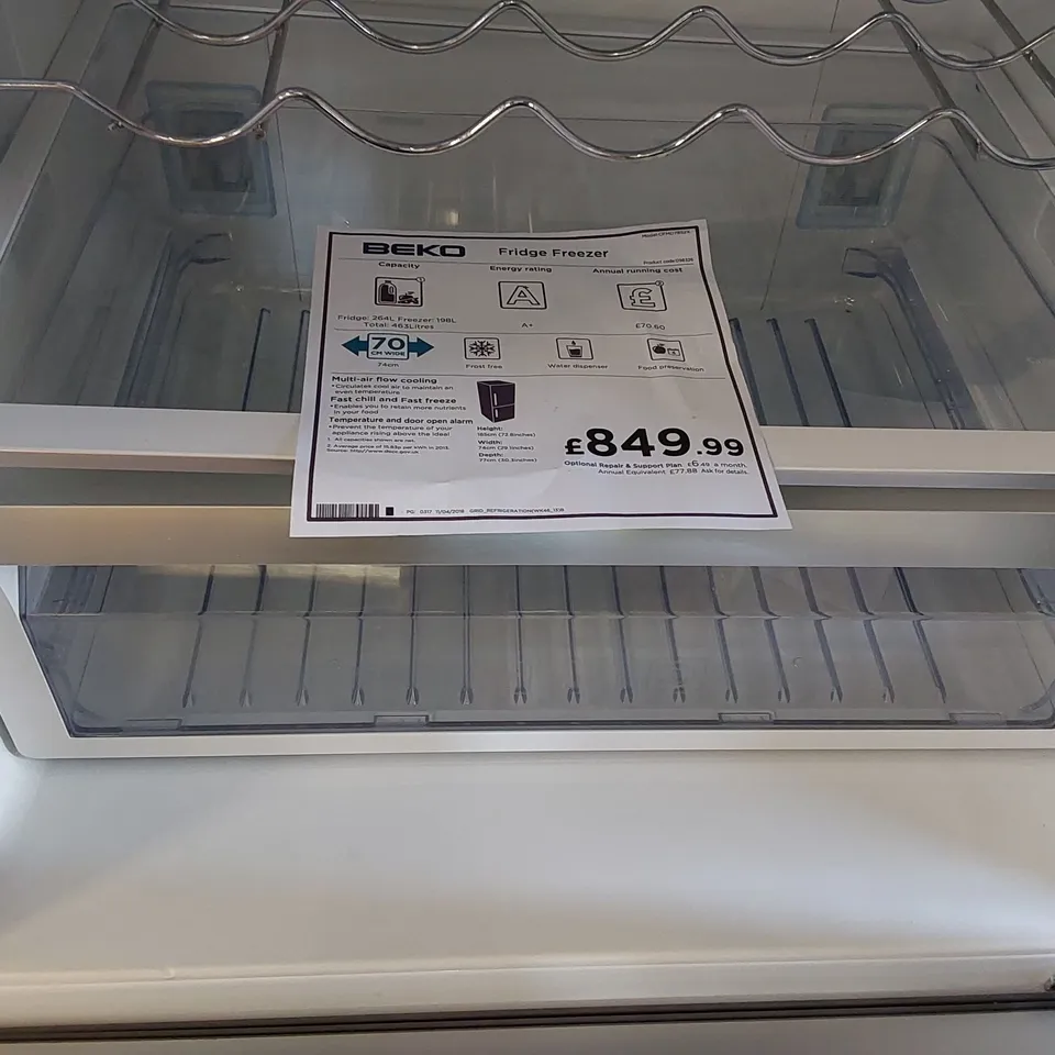 BEKO CFMD7852X THREE DOOR FRIDGE FREEZER WITH MULTIZONE® COMPARTMENT AND ACTIVE FRESH BLUE LIGHT - STAINLESS STEEL 