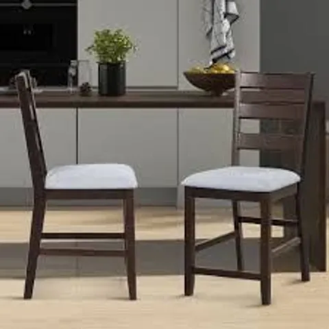 BOXED COSTWAY BROWN COUNTER HEIGHT BAR STOOL SET OF 2