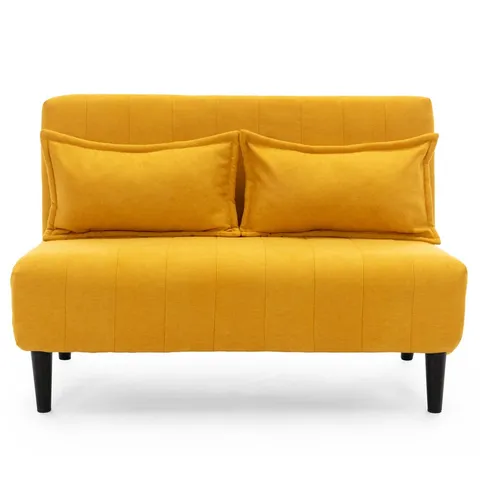 BOXED HARPER 2 SEATER FABRIC FOLDING SOFA BED - MUSTARD (1 BOX)