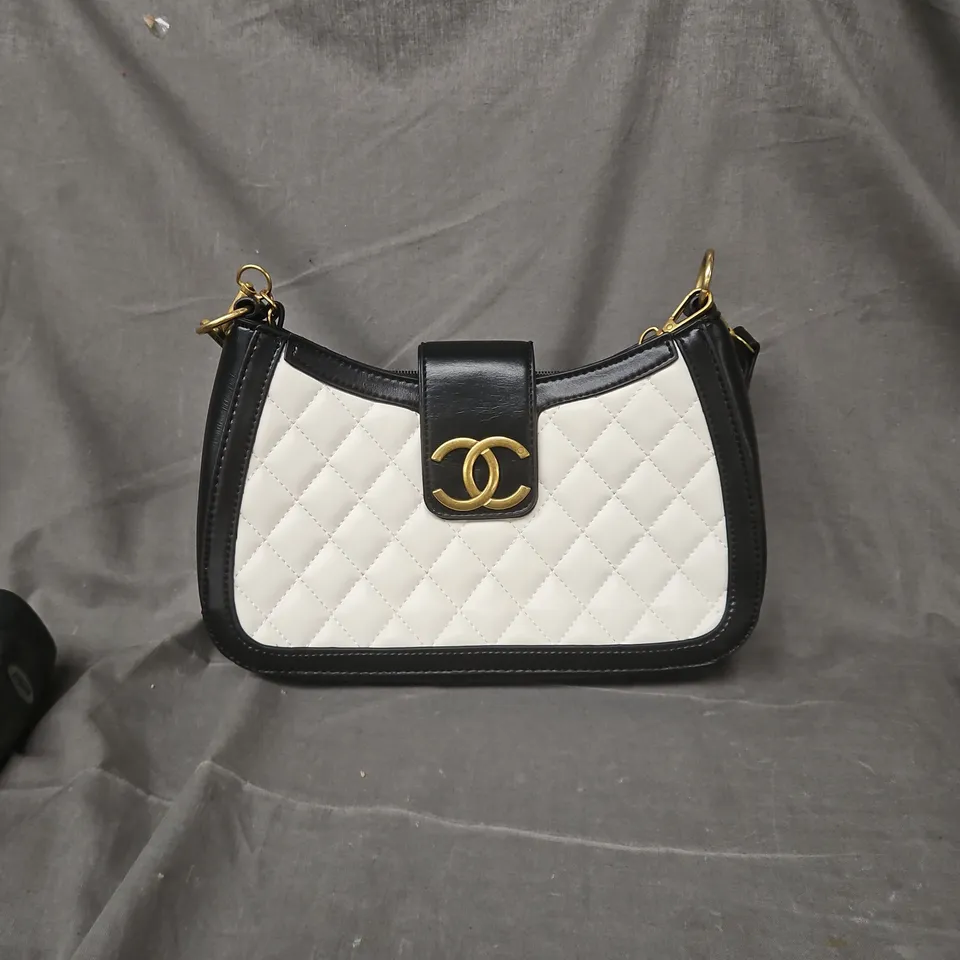 CHANEL QUILTED LEATHER SHOULDER BAG – BLACK & WHITE, GOLD HARDWARE