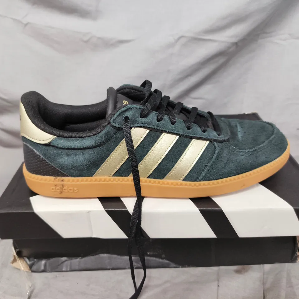 ADIDAS BREAKNET SLEEK WOMEN'S TRAINERS – TEAL/GREEN SUEDE, GUM SOLE - UK 7