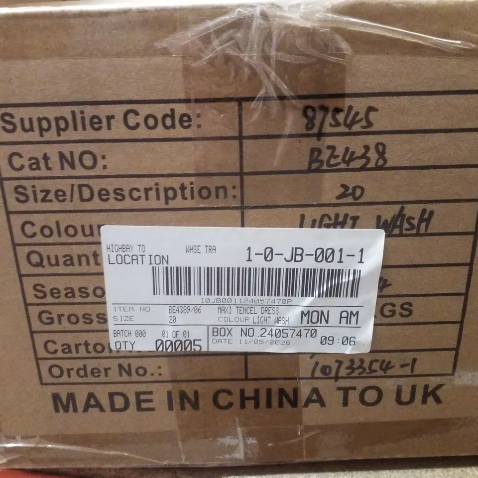 BOXED CONTAINING APPROXIMATELY 5 BRAND NEW SIMPLY BE LIGHT WASH BLUE HALTER TIERED MAXI TENCEL DRESS - SIZE 20
