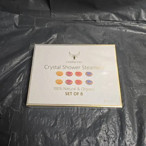 SEALED COMFYCOZY CRYSTAL SHOWER STEAMERS – SET OF 8, 45G, NATURAL & ORGANIC