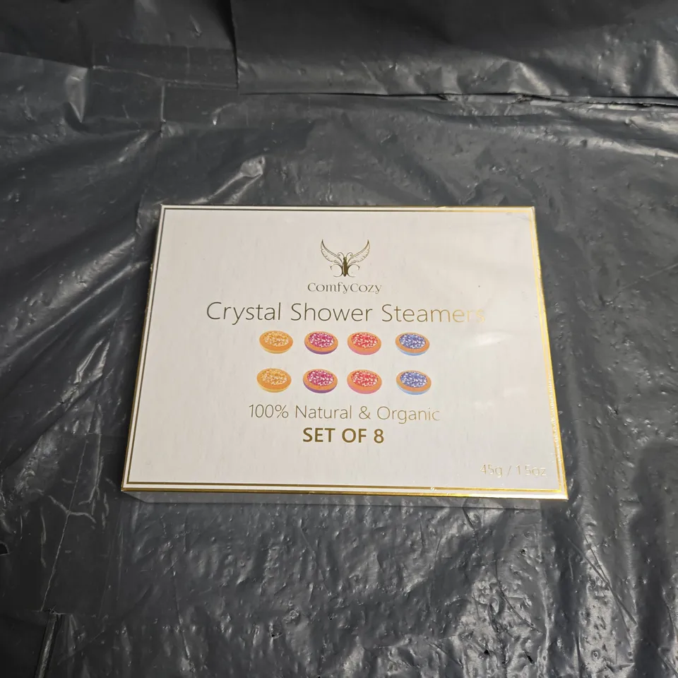 SEALED COMFYCOZY CRYSTAL SHOWER STEAMERS – SET OF 8, 45G, NATURAL & ORGANIC