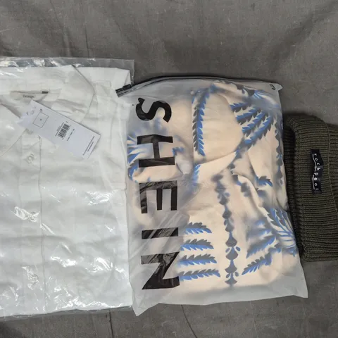 BOX OF APPROXIMATELY 20 ASSORTED CLOTHING AND FASHION ITEMS IN VARIOUS STYLES, SIZES, AND COLOURS - COLLECTION ONLY