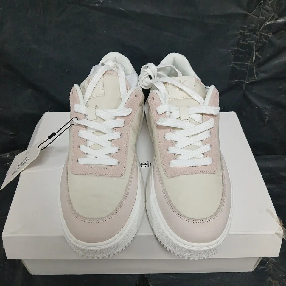 BOXED PAIR OF CALVIN KLEIN CHUNKY CUPSOLE LOW MIX TRAINERS - UK SIZE 40 
