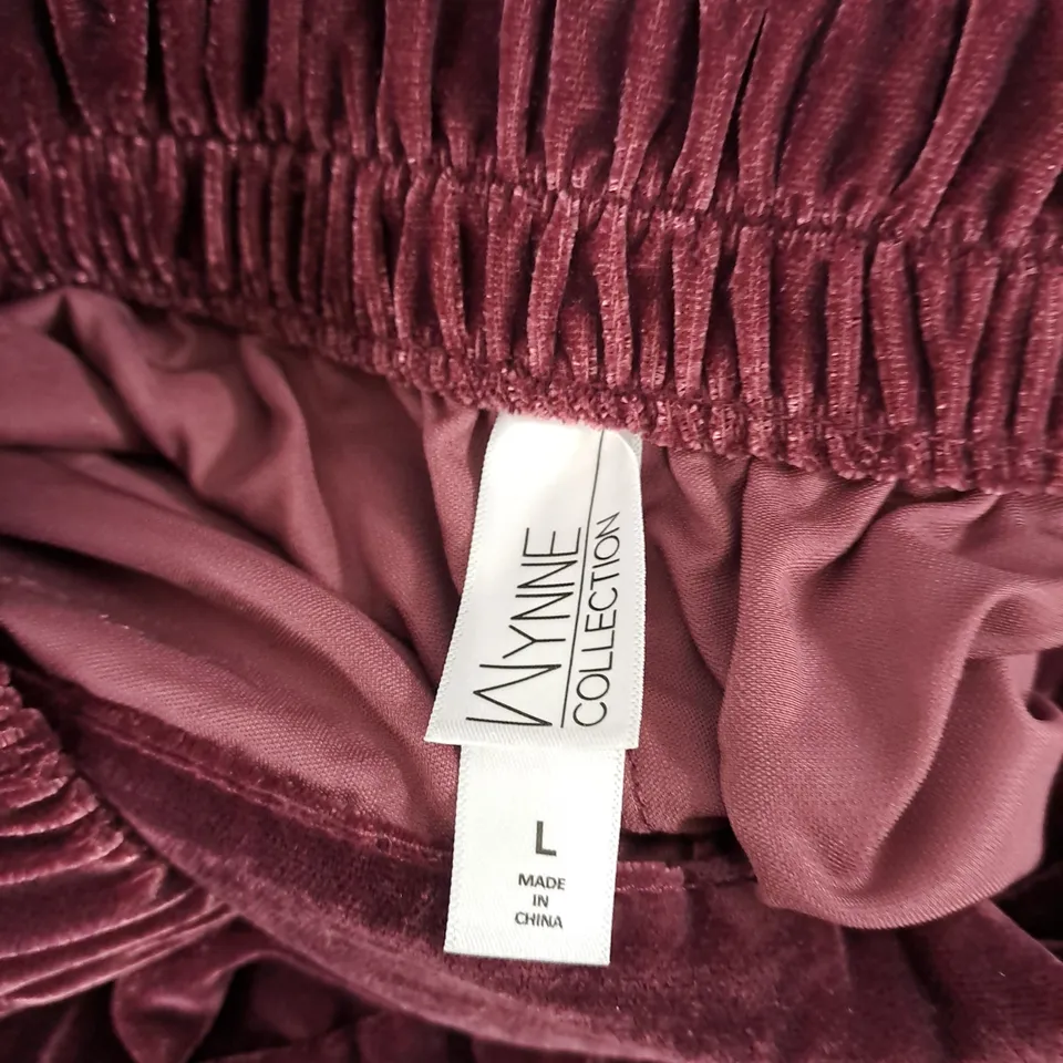 NYNNE COLLECTION BURGUNDY VELVET PANTS – SIZE L 
