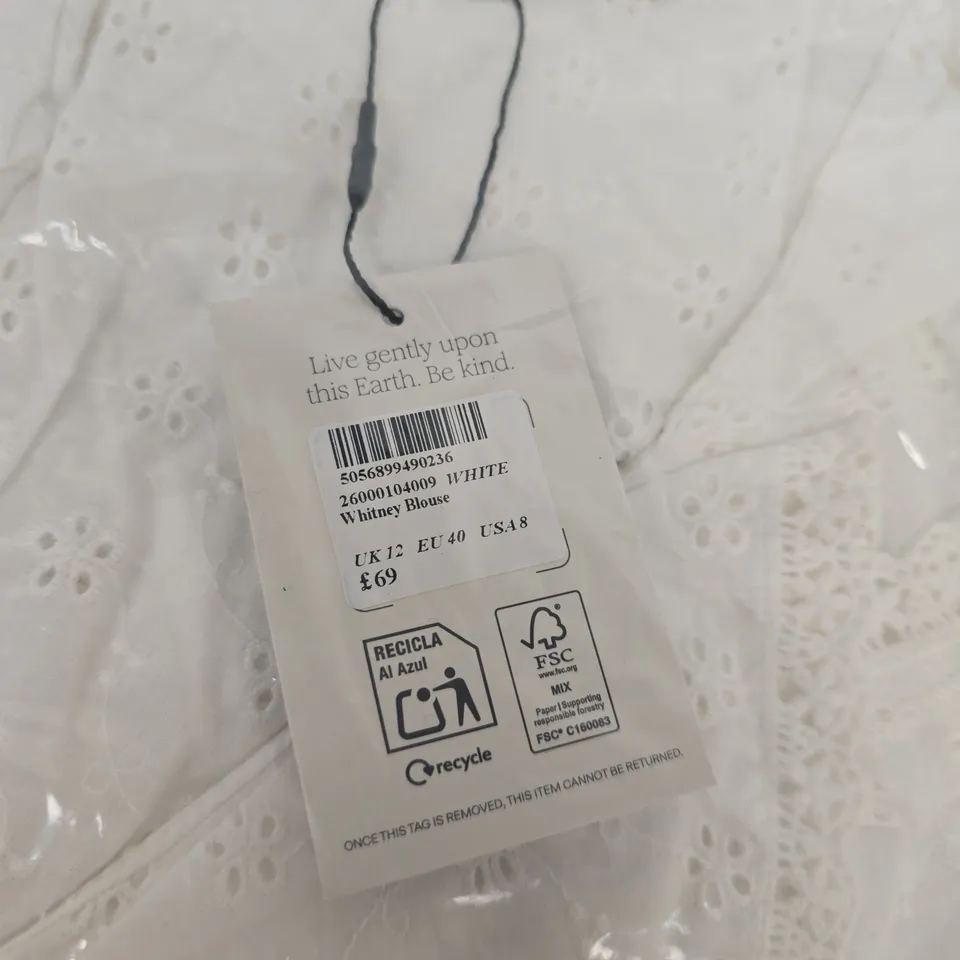 NOBODY'S CHILD WHITE LACE WHITNEY BLOUSE – UK 12 