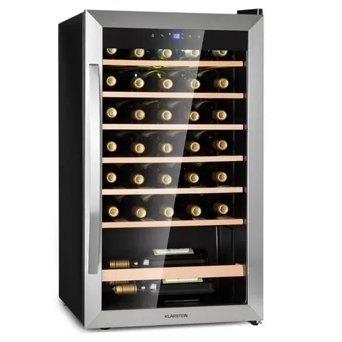 KLARSTEIN VINAMOUR 48CM 36 BOTTLES FREESTANDING WINE FRIDGE SILVER