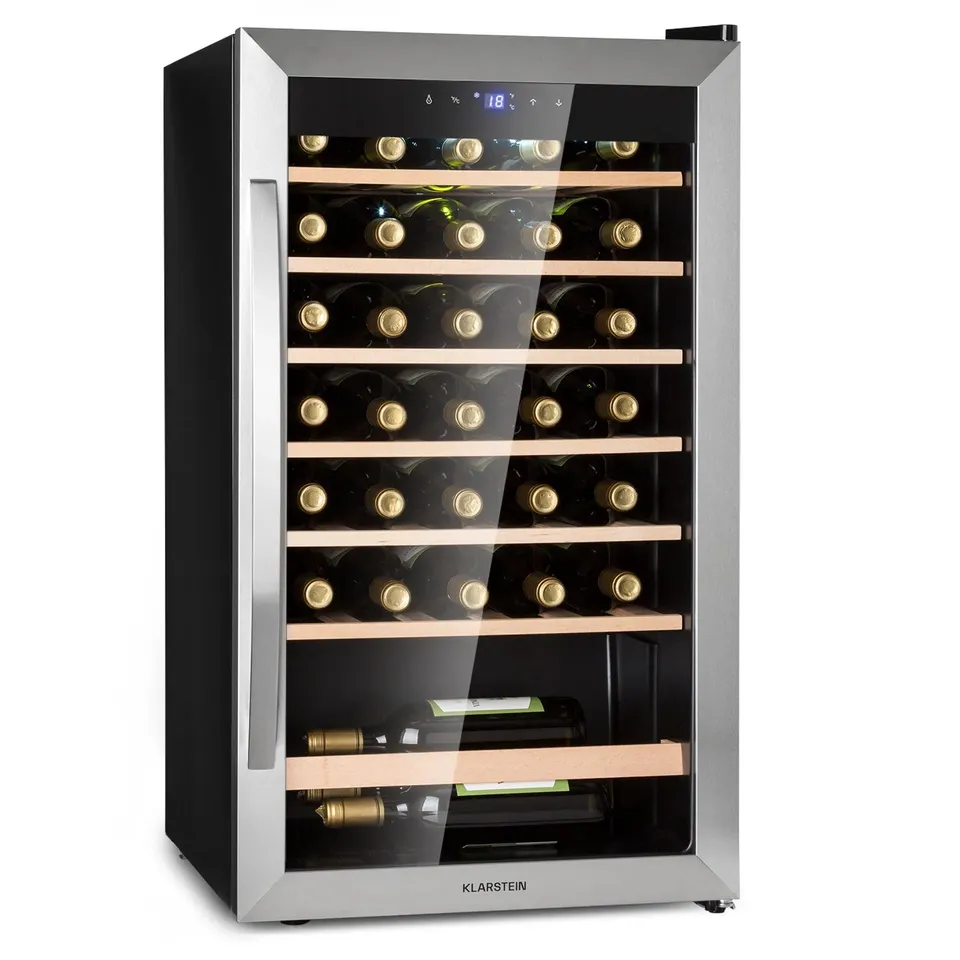 KLARSTEIN VINAMOUR 48CM 36 BOTTLES FREESTANDING WINE FRIDGE SILVER