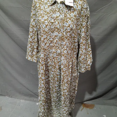 SEASALT CORNWALL L/S TRUE LETTER DRESS IN NAIVE CARVING FERN MOSS - UK 16