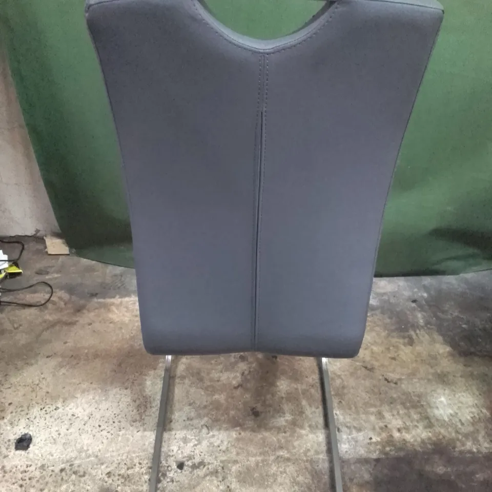 DARK GREY LEATHER DINING CHAIR