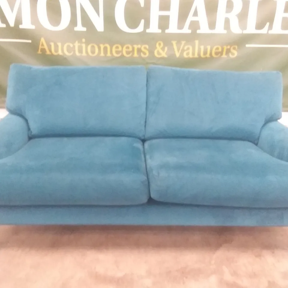 QUALITY BRITISH DESIGNER LOUNGE CO. ROSE 2.5 SEATER SOFA TEAL PLUSH FABRIC 