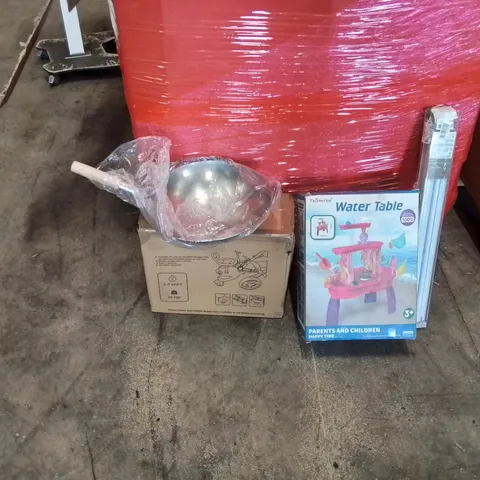 PALLET OF ASSORTED HOUSEHOLD GOODS AND PRODUCTS TO INCLUDE; ROLLER BLINDS,WATER TABLE TOY, WOK, CHILDREN'S TRICYCLE 
