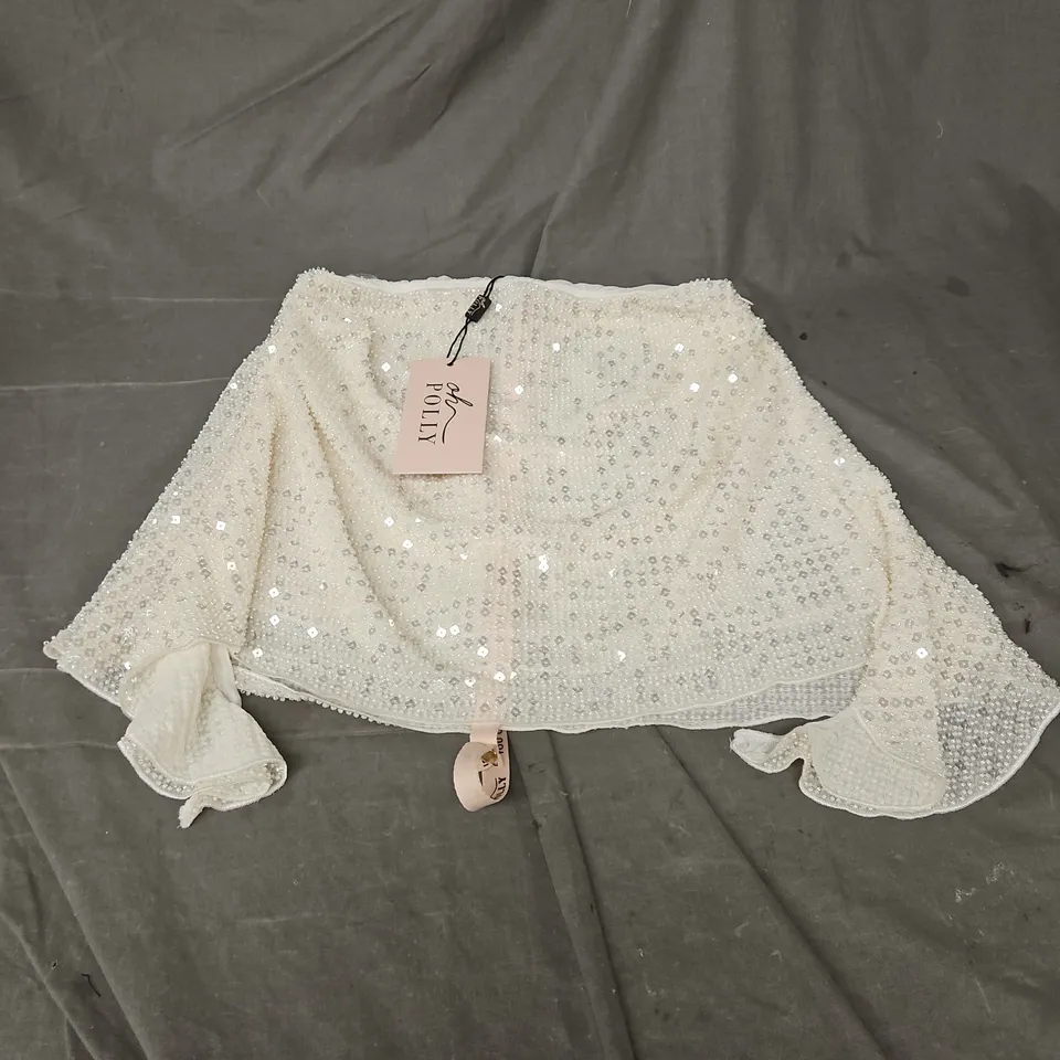 OH POLLY SEQUIN MINI SKIRT IN WHITE SIZE 10