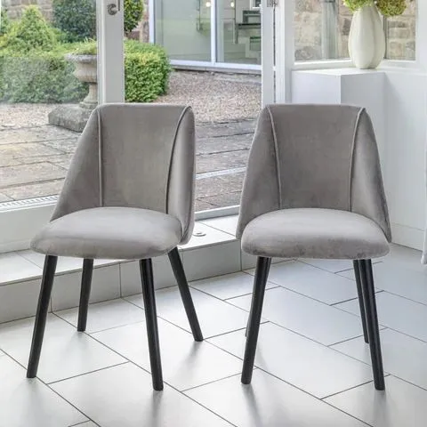 BOXED VELVET DINING CHAIRS (SET OF 2) - GREY (1 BOX)