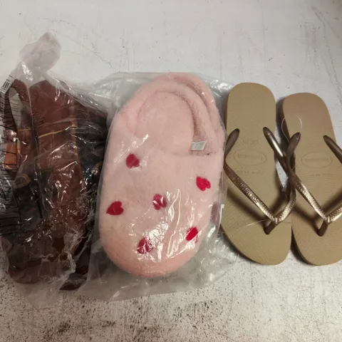 BOX OF APPROXIMATELY 15 ASSORTED PAIRS OF SHOES AND FOOTWEAR ITEMS IN VARIOUS COLOURS, STYLES, AND SIZES - COLLECTION ONLY