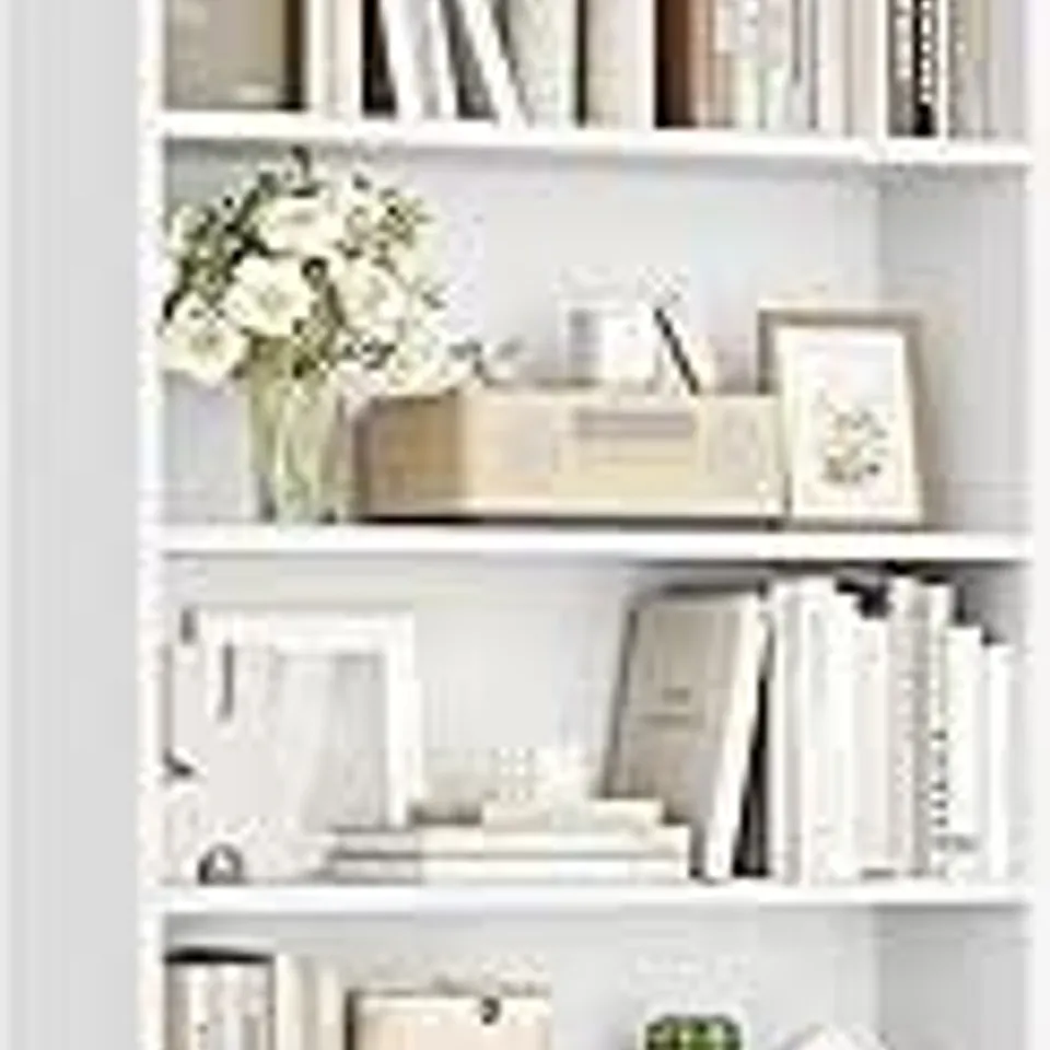BOXED 7-LAYER OPEN SHELF BOOKCASE - WHITE