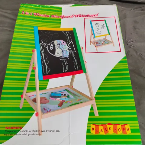2 IN 1 WOODEN BLACKBOARD/WHITEBOARD EASEL FOR CHILDREN