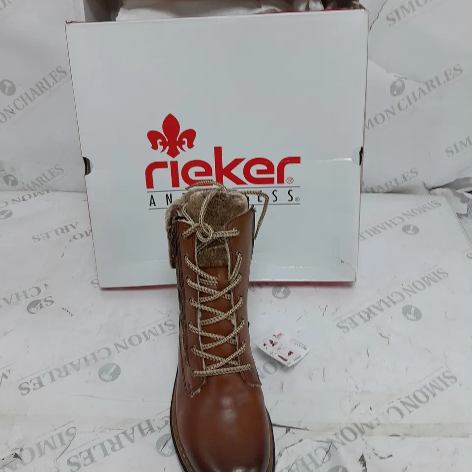 BOXED RIEKER FUR CUFF BOOTS BROWN SIZE 4