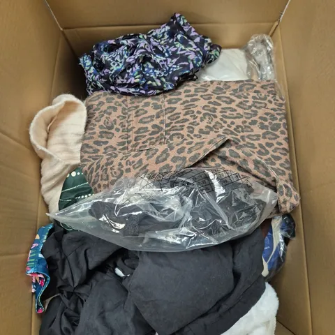 LARGE BOX OF ASSORTED CLOTHING ITEMS IN VARIOUS SIZES, STYLES AND COLOUR - COLLECTION ONLY