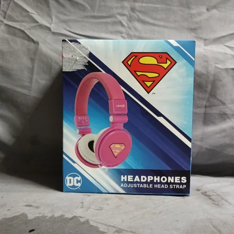 BOXED DC SUPERGIRL HEADPHONES IN PINK WITH ADJUSTABLE HEAD STRAP