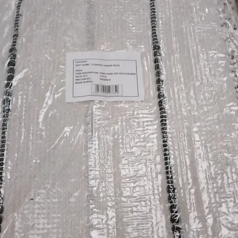 BOX OF 6 BRAND NEW STRIPE TASSEL RUG GREEN 120 X 170CM