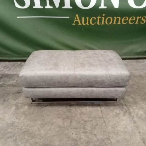 QUALITY DESIGNER ITALIAN MADE CARLO LEATHER FOOTSTOOL - FOSSIL