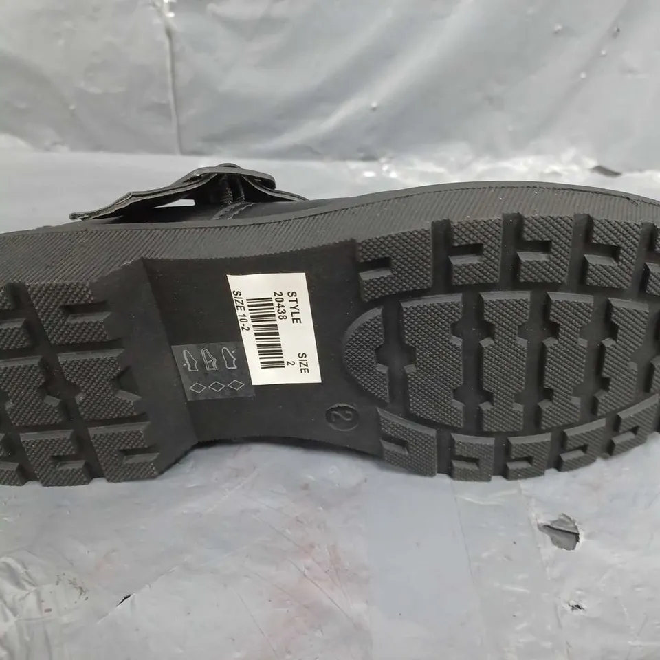 APPROXIMATELY 12 PAIRS OF LILLEYS BLACK BUCKLE OPEN TOP SHOES - SIZE 12