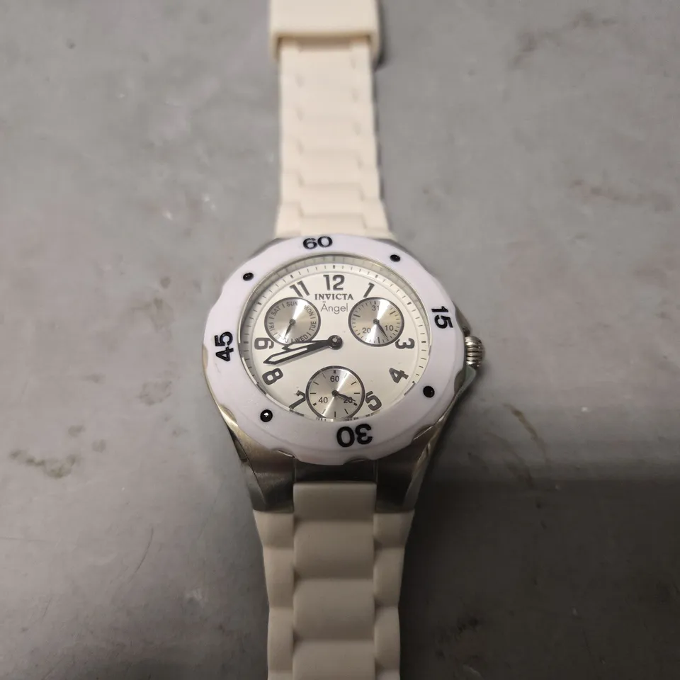 INVICTA WOMEN'SANGEL WHITE DIAL WHITE STRAP WATCH