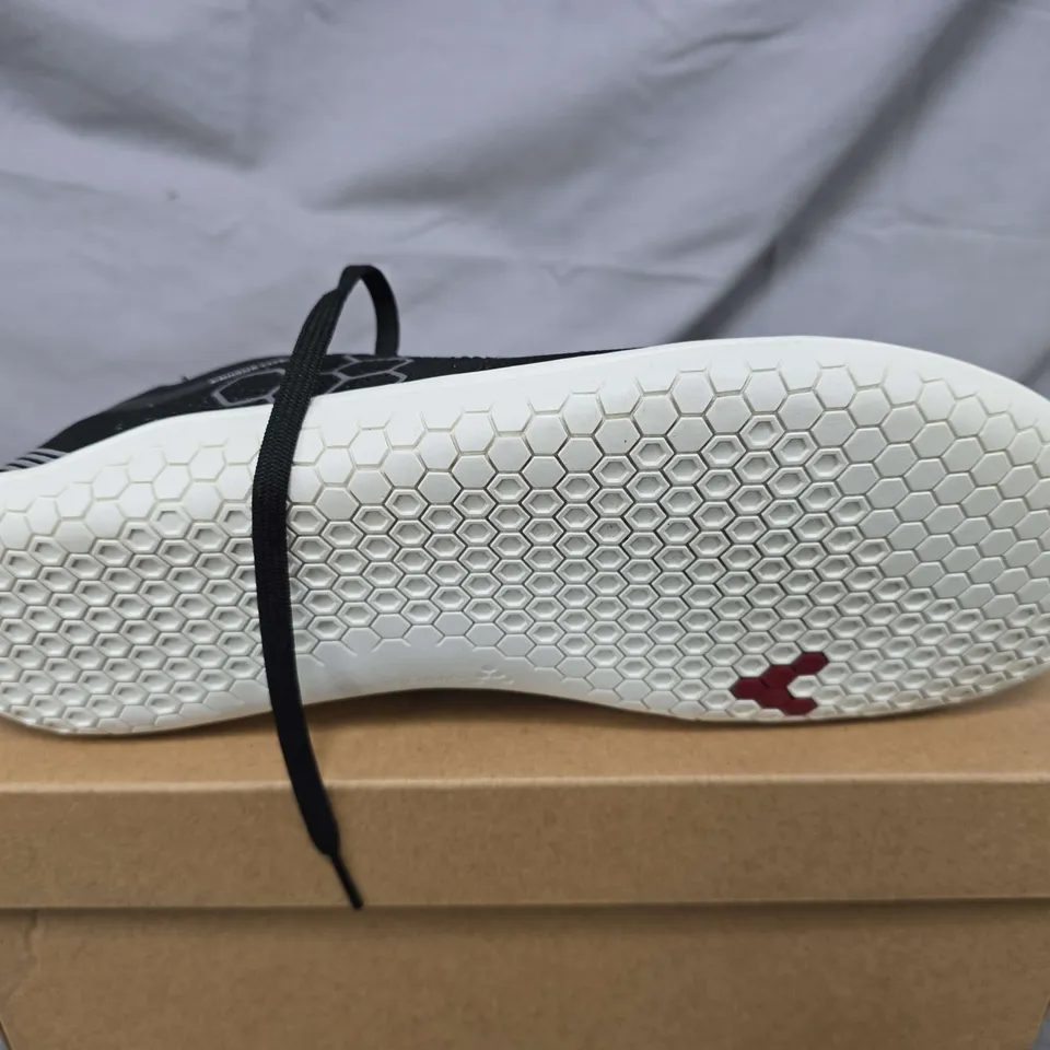 BOXED PAIR OF VIVOBAREFOOT PRIMUS LITE KNIT SHOES IN OBSIDIAN - EU 43