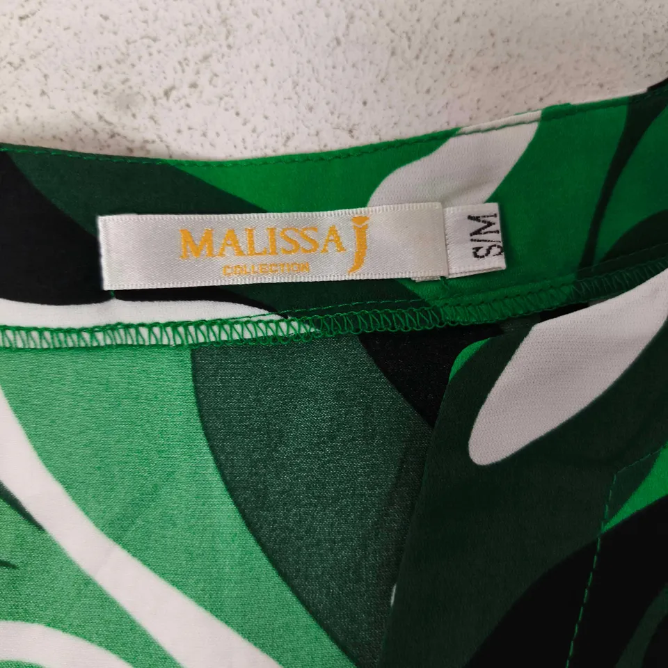 BOX OF APPROX 27 MALISSA J COLLECTION WOMEN'S DRESS – GREEN ABSTRACT PRINT, SIZE S/M 