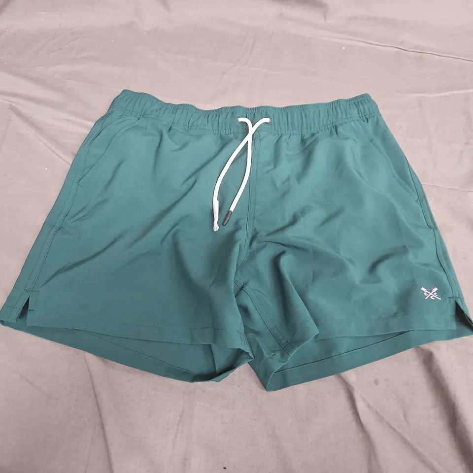 CREW CLOTHING COMPANY PLAIN SWIM SHORTS IN BOTANIC GREEN - LARGE