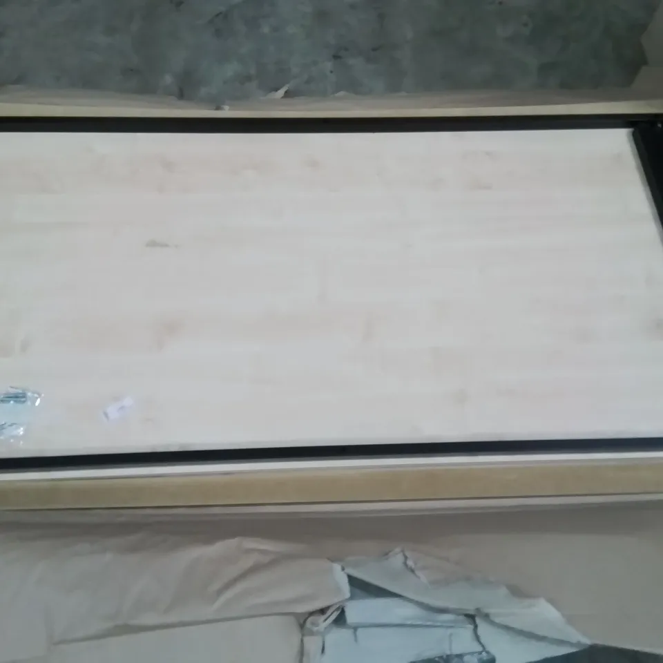 BOXED LARGE WOODEN TOP METAL FRAME WRITING DESK