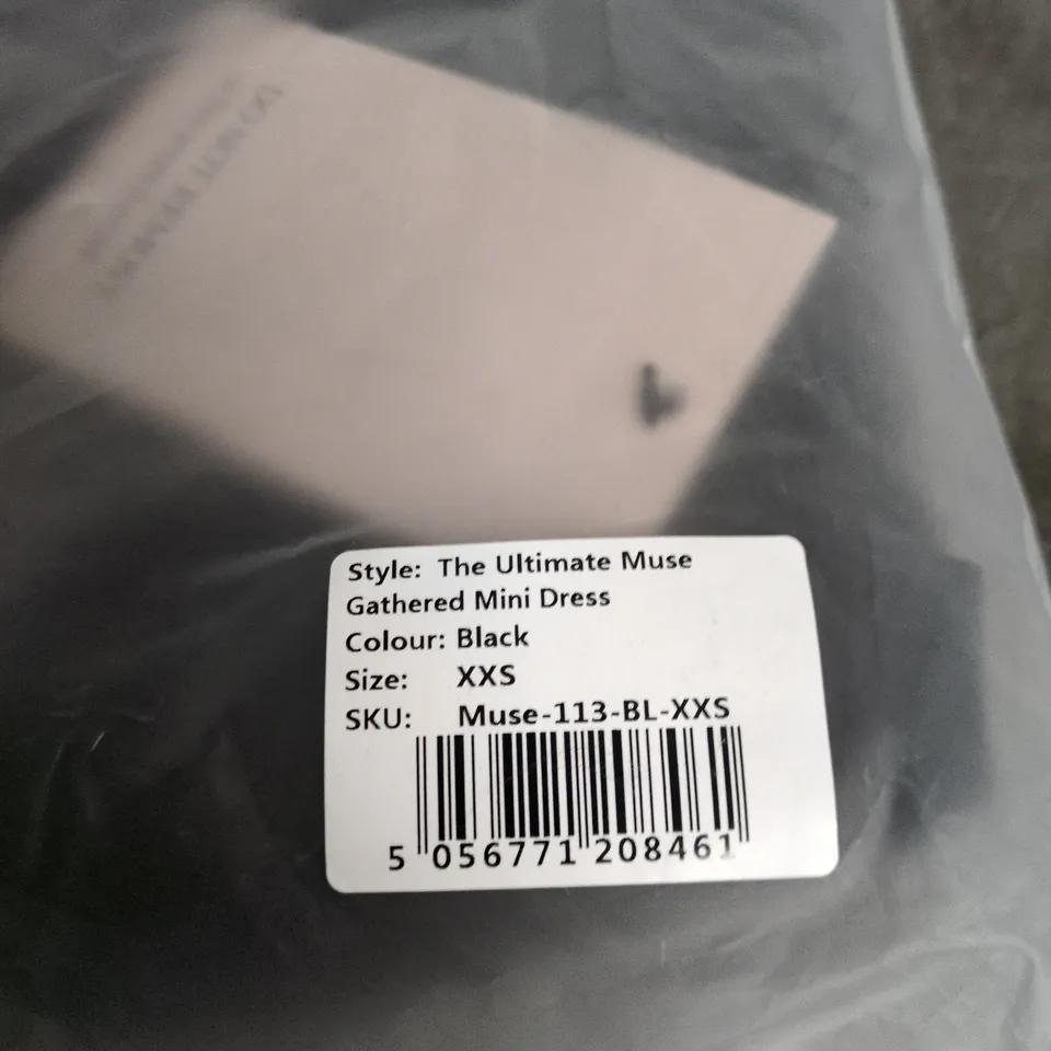 ODDMUSE LONDON THE ULTIMATE MUSE GATHERED MINI DRESS – BLACK, XXS